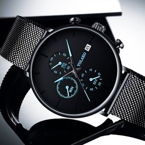 STEEL MINIMALIST CALENDAR WATCH... FOR THE MAN WHO KNOWS THAT LESS IS MORE NWT